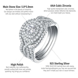 e 3 Pieces 925 Sterling Silver Wedding Ring